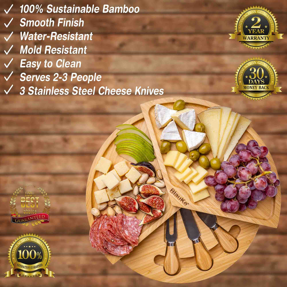 Gather Board — Swiveling Bamboo Cheese & Charcuterie Set
