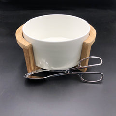 Gather Bowl — Porcelain Salad Set with Bamboo Stand