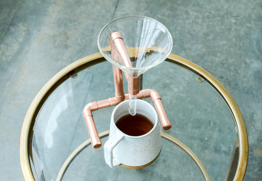 Slow Pour — Hand-Polished Copper Coffee Stand