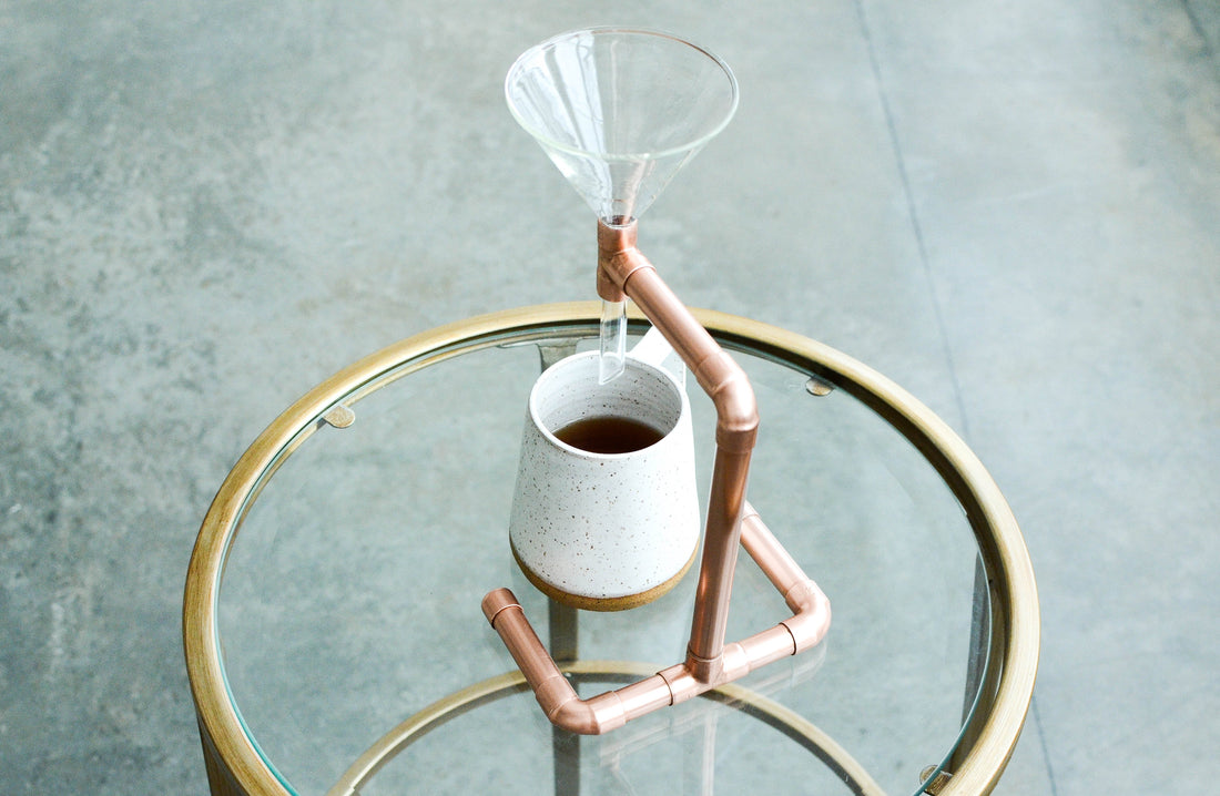 Slow Pour — Hand-Polished Copper Coffee Stand