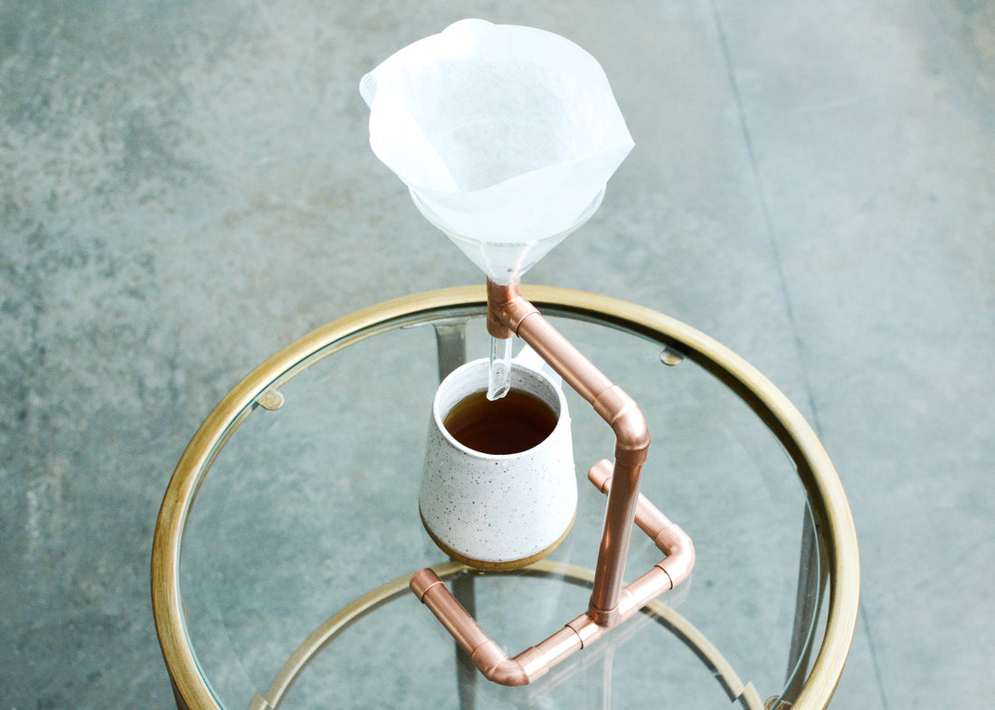 Slow Pour — Hand-Polished Copper Coffee Stand
