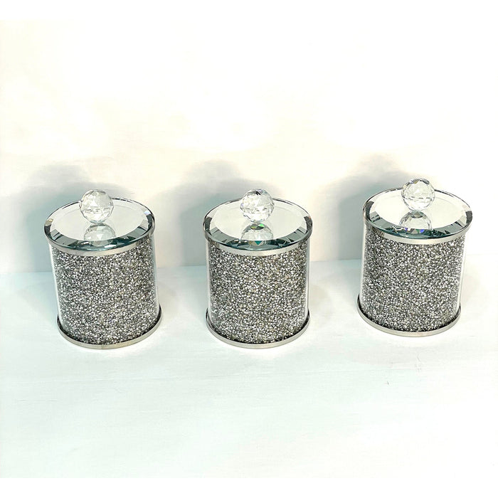 Diamond Trio — Crushed Glass Canister Set of Three