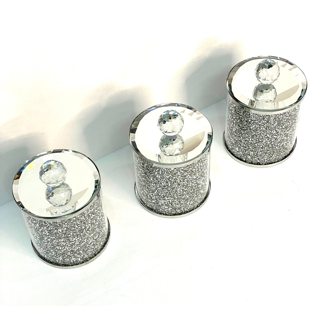 Diamond Trio — Crushed Glass Canister Set of Three
