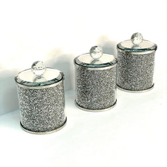 Diamond Trio — Crushed Glass Canister Set of Three