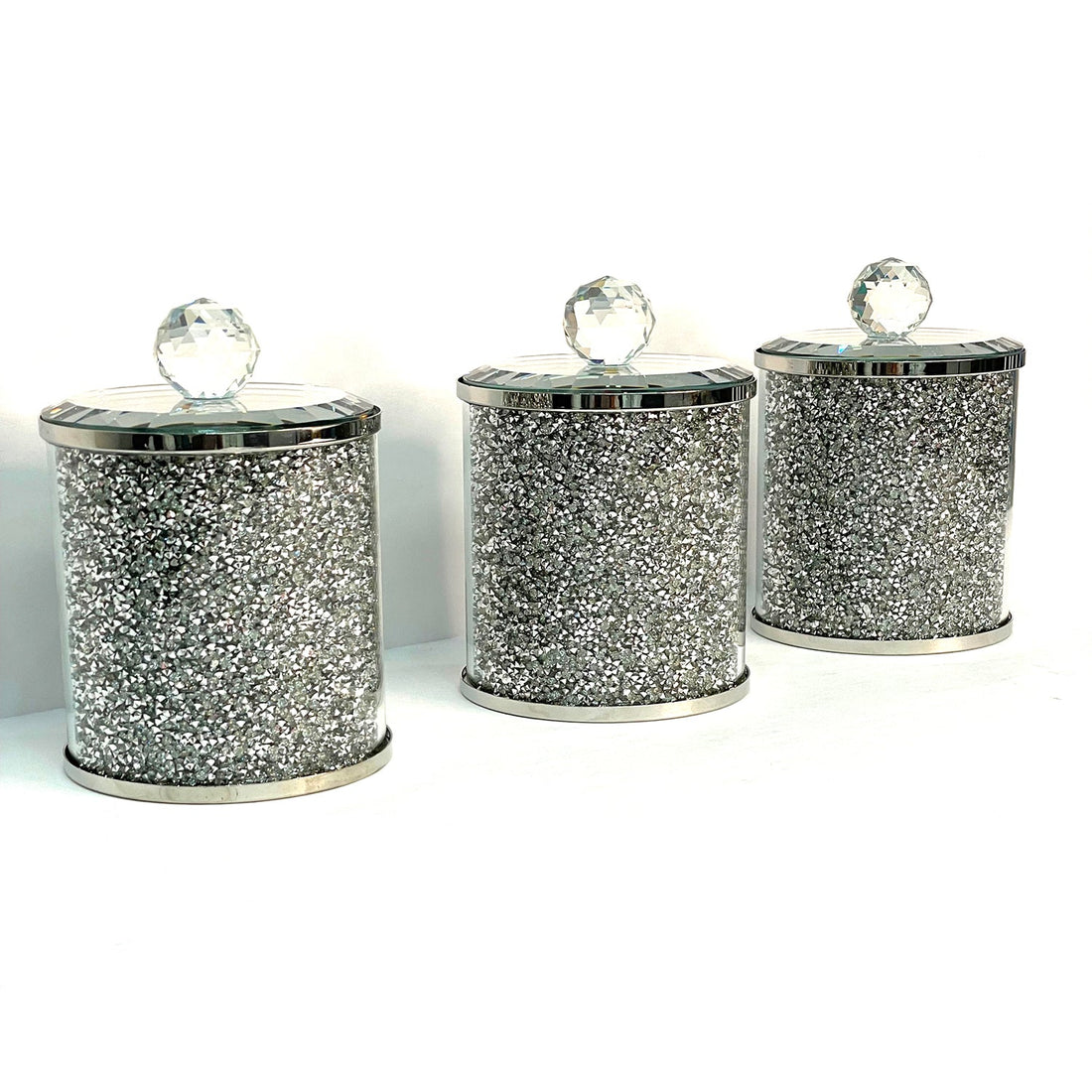Diamond Trio — Crushed Glass Canister Set of Three