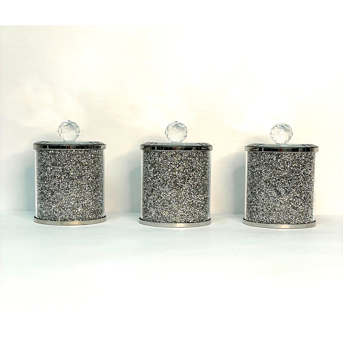 Diamond Trio — Crushed Glass Canister Set of Three