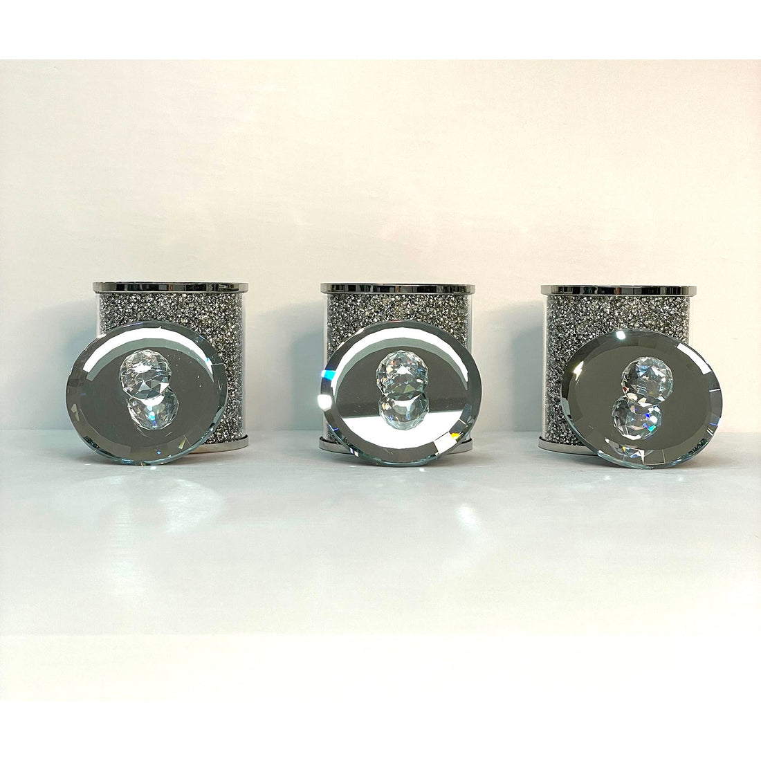 Diamond Trio — Crushed Glass Canister Set of Three