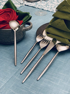 Hammered Silver — Stainless Flatware, Set of 20
