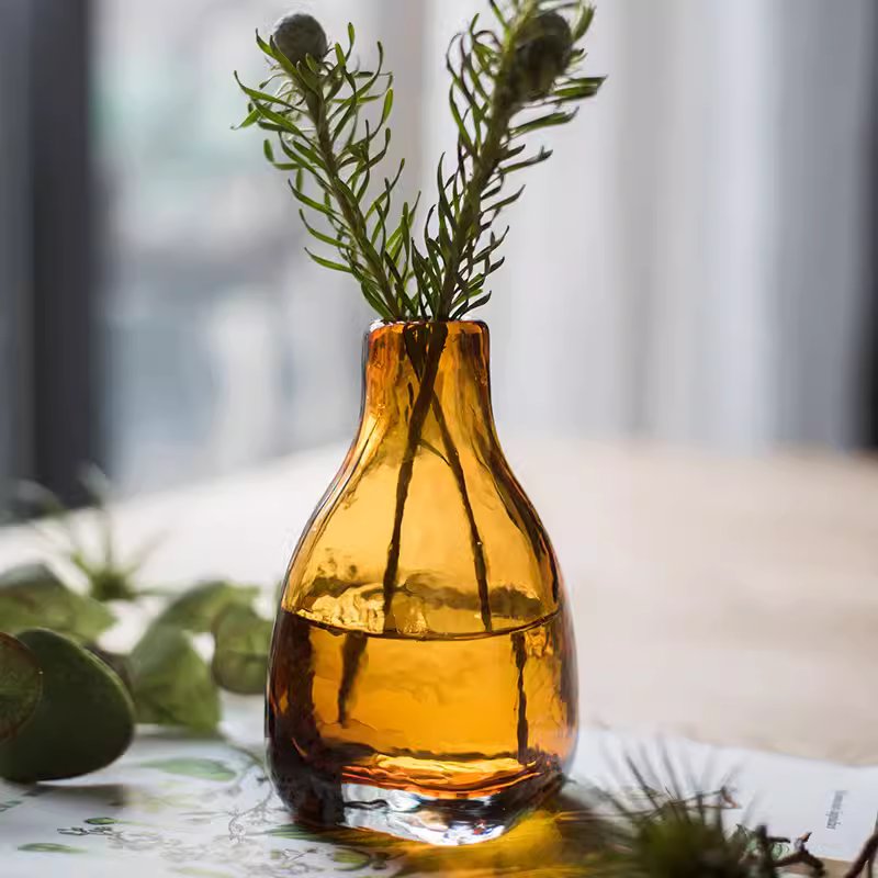 Amber Pour — Hand-Blown Glass Bud Vase