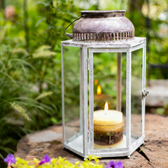 Lantern Glow — Glass & Metal Candle Holder