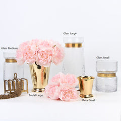 Gilded Line — Glass Bud Vase & Brass Bucket Set