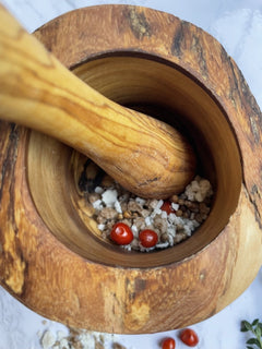 Salt Bowl — Hand-Carved Olive Wood Mortar & Pestle