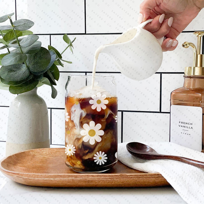 Bloom Glass — Spring Floral Tumbler with Bamboo Lid