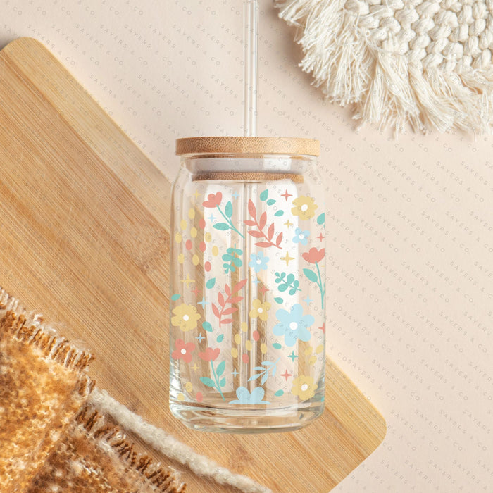Sweet Spring — Glass Tumbler with Bamboo Lid & Straw