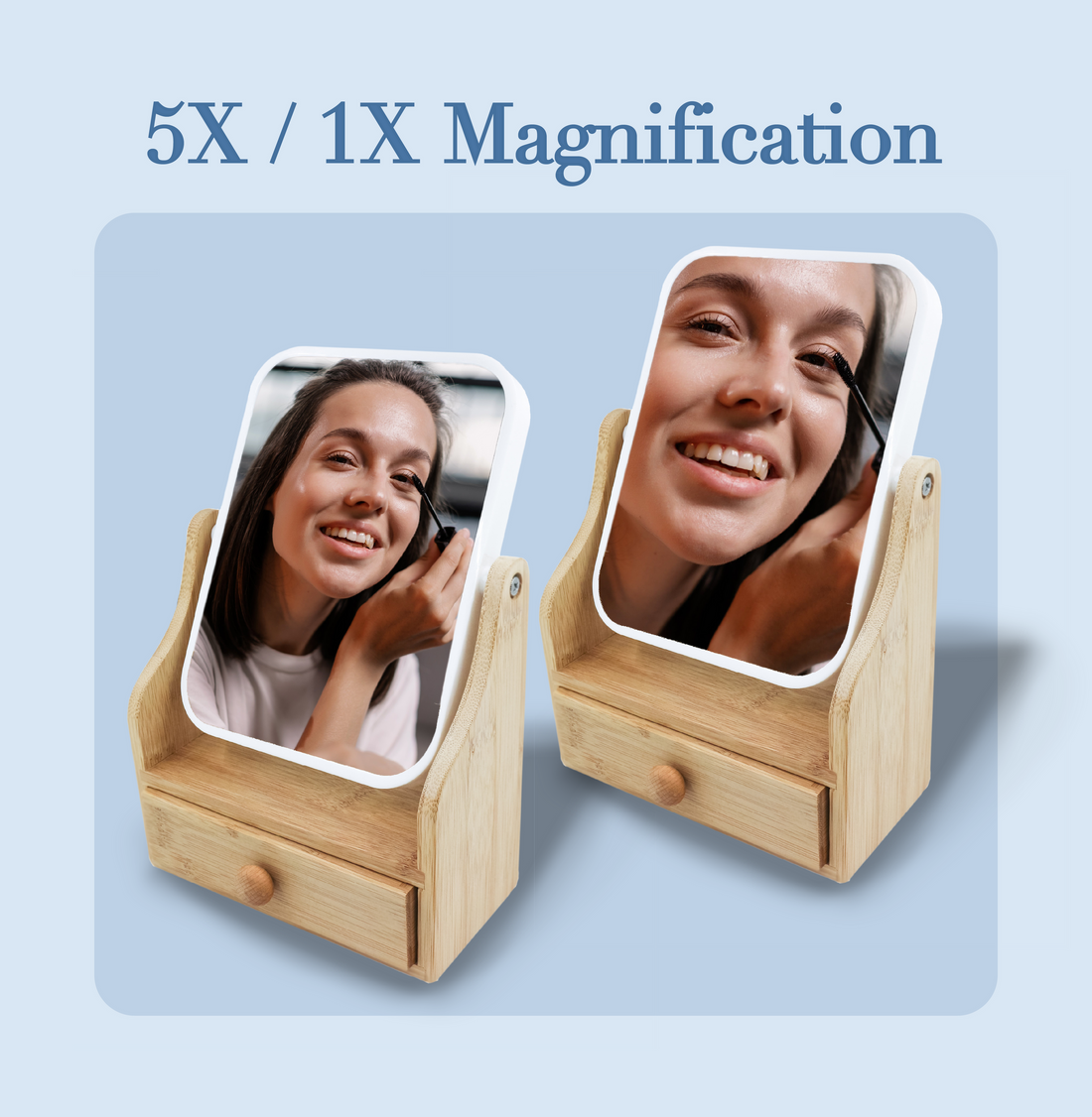 Morning Light — Dual-Sided Mirror with Bamboo Drawer