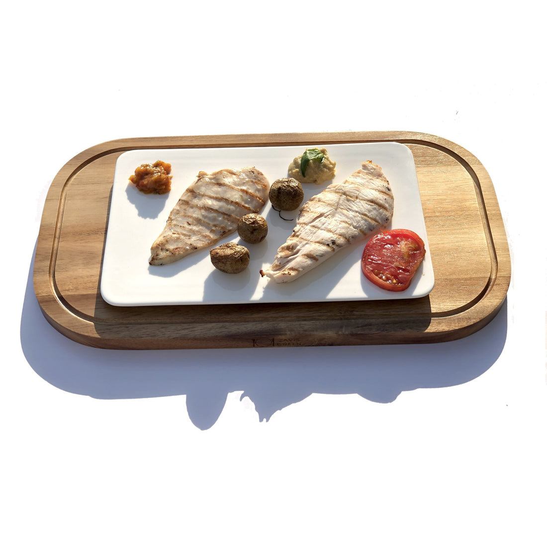 Gather Board — Acacia & Porcelain Serving Set