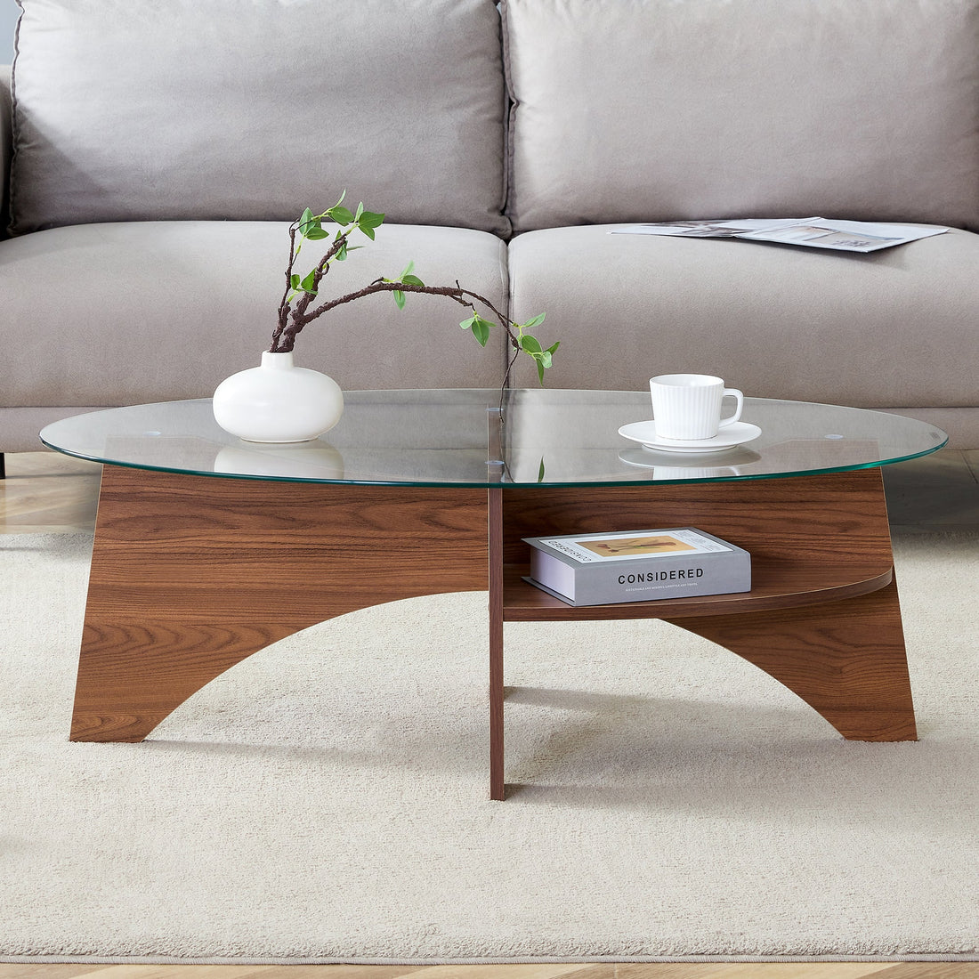 Float — Oval Tempered Glass Coffee Table
