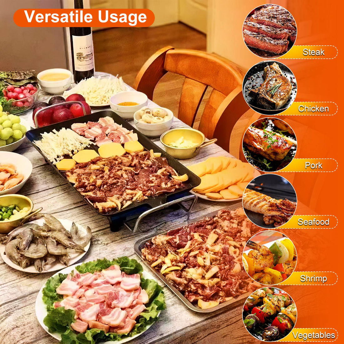 Tabletop Grill — Electric BBQ Griddle with Non-Stick Plate