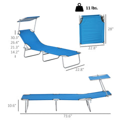 Sun Lounger — Foldable Poolside Chaise with Shade