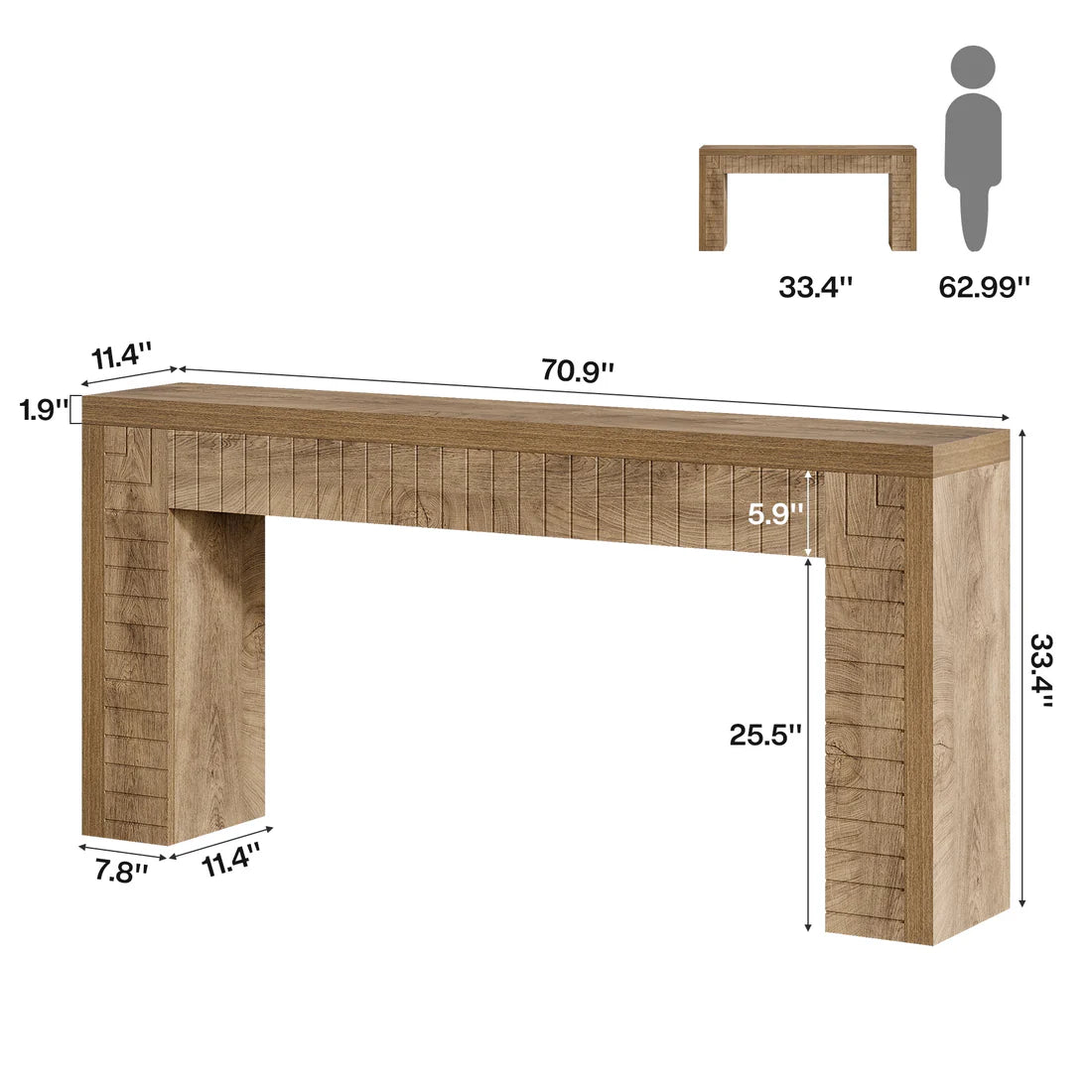 Long Hall — Grooved Console Table in Warm Wood