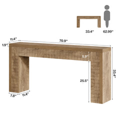 Long Hall — Grooved Console Table in Warm Wood