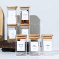 Spice Set — Square Glass Seasoning Jars, Set of 24