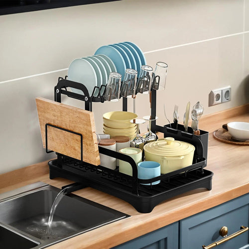 The Tidy Counter Dish Rack — Two-Tier, Black, 22 lb
