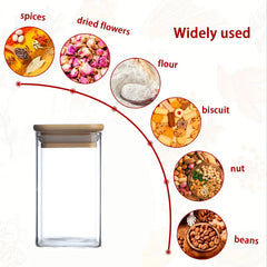 Spice Set — Square Glass Seasoning Jars, Set of 24