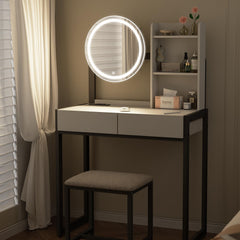 Quiet Hours — Lit Vanity Desk with Cushioned Stool