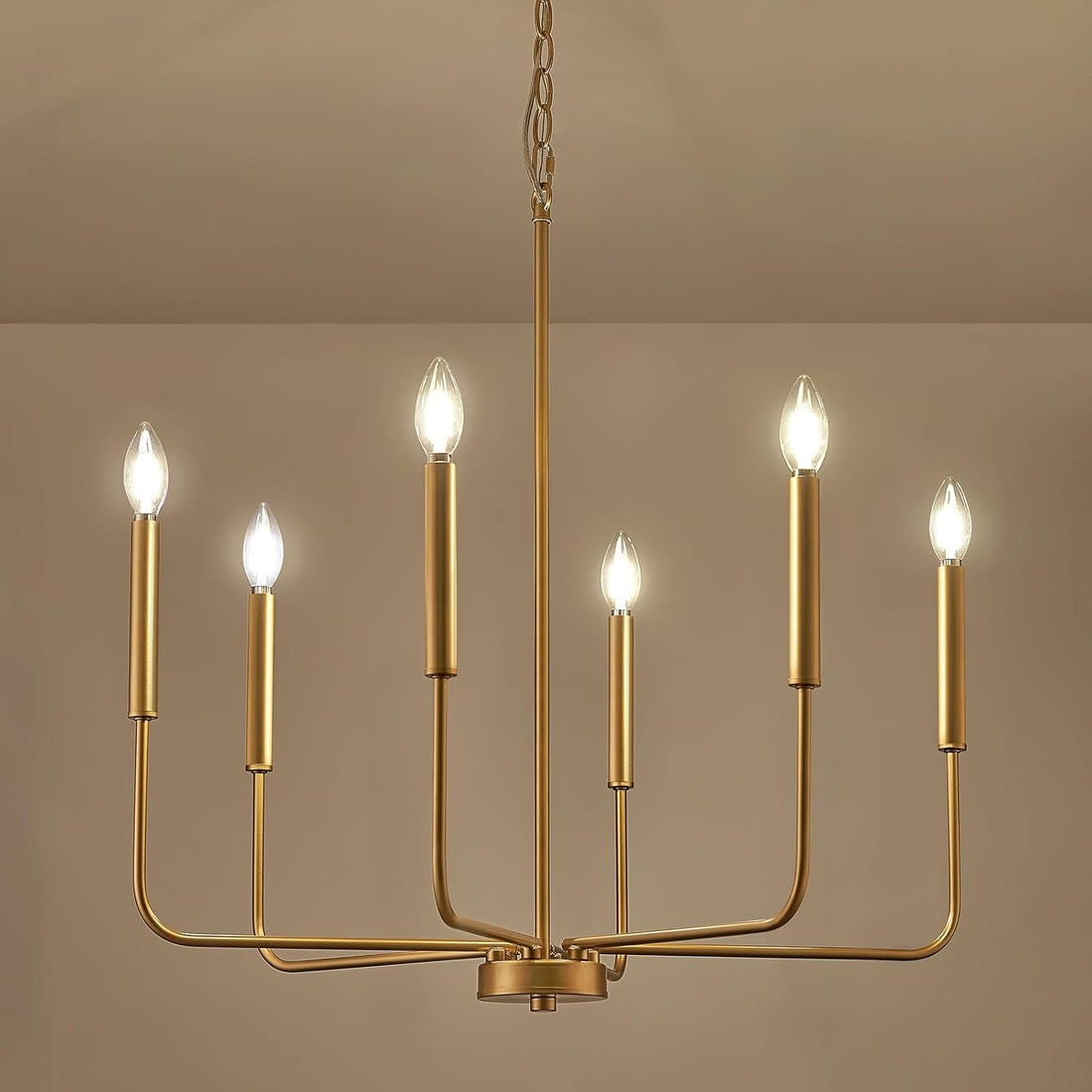 Candle Glow — Six-Arm Gold Chandelier