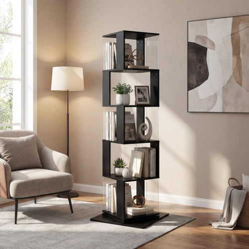 Turn & Show Bookshelf — 360° Rotating, 5-Tier, 63" H