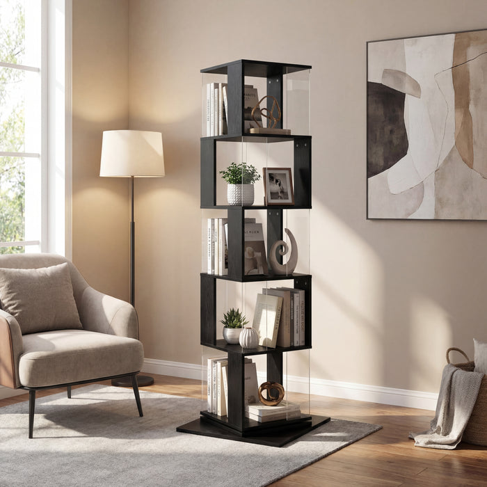 Turn & Show — 360° Rotating 5-Tier Bookshelf