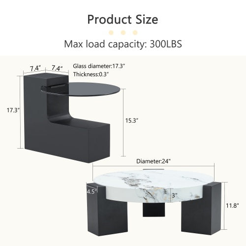 Quiet Round — Two-Tier Glass & MDF Coffee Table