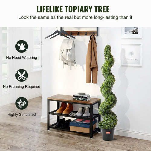 Evergreen Pair Topiary Trees — Faux Boxwood, 5 ft