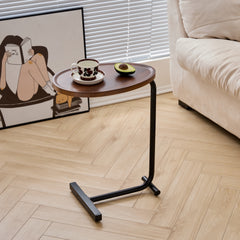 Slide-In — C-Shaped Sofa Side Table in Brown