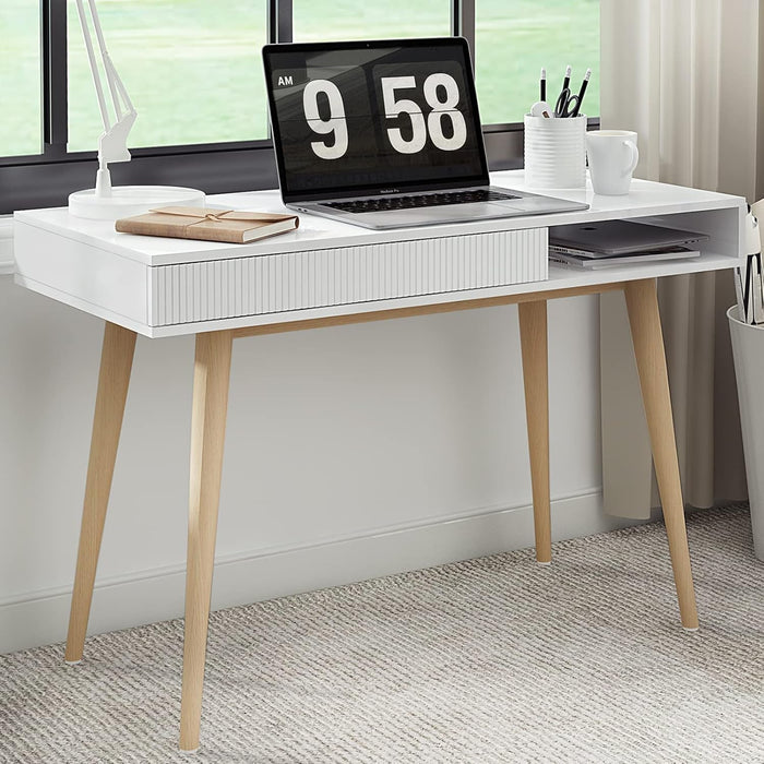 Quiet Desk — Mid-Century Writing Table with Hidden Drawer