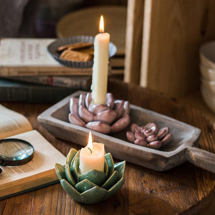 Bloom Holder — Hand-Glazed Ceramic Floral Candlestick