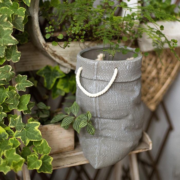 Linen Sack — Ceramic Planter with Soft Folds