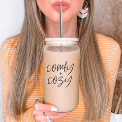 Everyday Glass — Bamboo-Topped Cup with Steel Straws