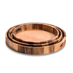 Gathering Trays — Hand-Crafted Acacia Round Serving Set
