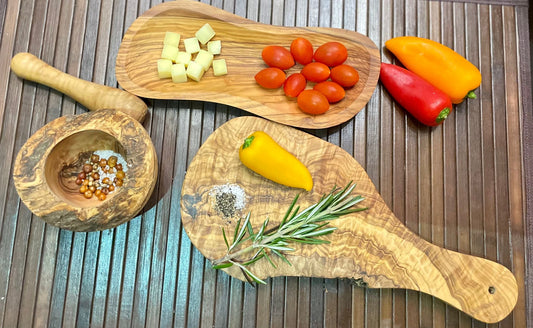 Olive Wood Trio — Hand-Carved Kitchen Set