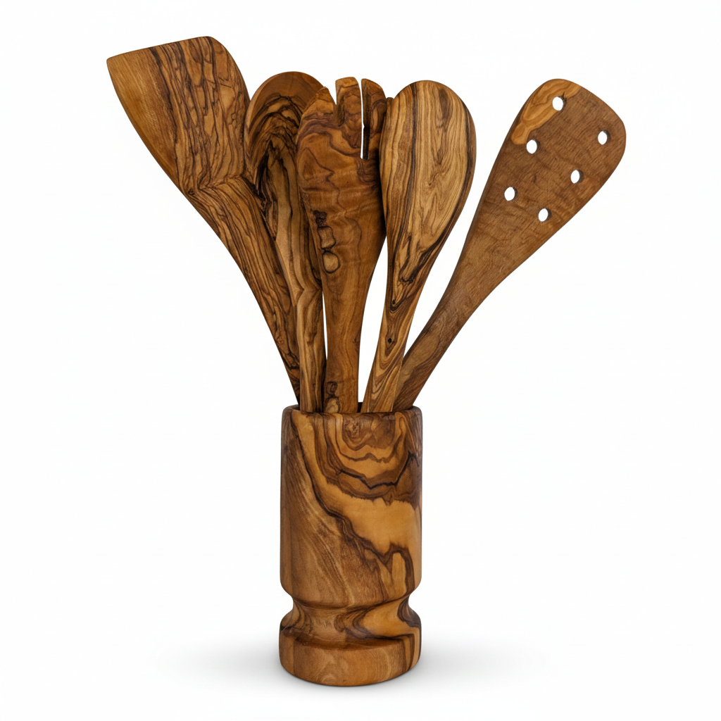 Olive Grove — Hand-Carved Kitchen Servers, Set of 6