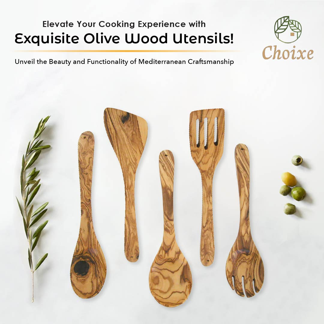 Slow Kitchen — Hand-Carved Olive Wood Server Set