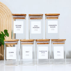 Spice Set — Square Glass Seasoning Jars, Set of 24
