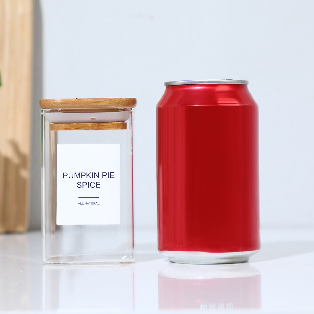 Pantry Order — Square Glass Spice Jars, Set of 12