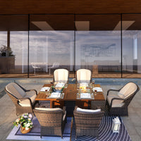 Fire & Ice — 7-Piece Rectangular Patio Dining Set
