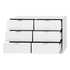 Quiet Lines — Six-Drawer Modern Dresser in White