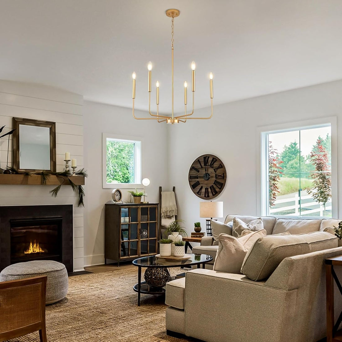 Candle Glow — Six-Arm Gold Chandelier