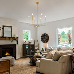 Candle Glow — Six-Arm Gold Chandelier