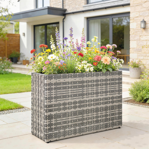 Garden Bench Planter — Woven Wicker, 22.8" H